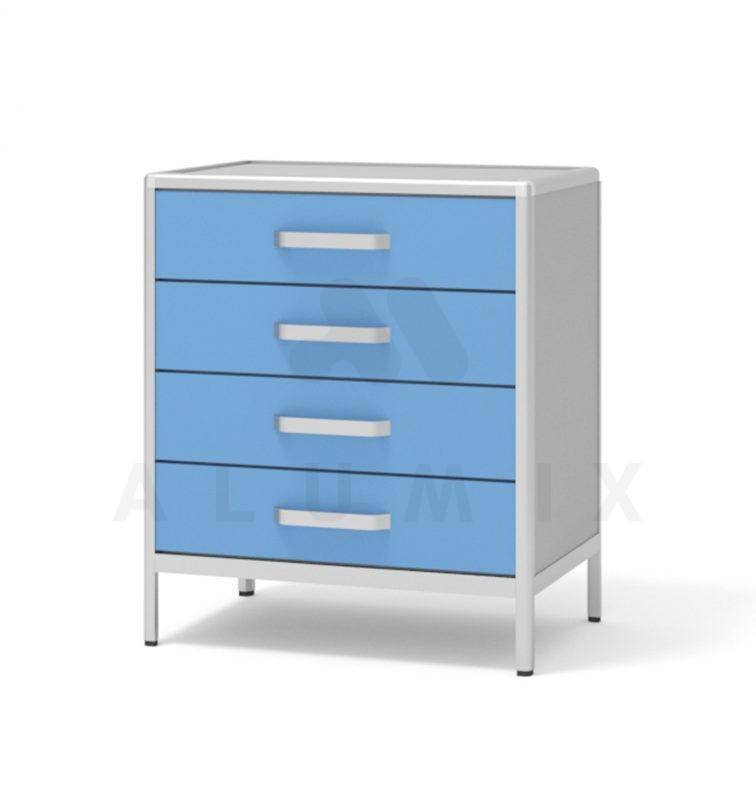 Стол-тумба СТ-Т на алюминиевом каркасе для хранения медицинских материалов в стоматологии.