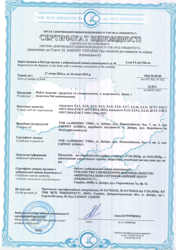 Сертфікат відповідності ДСТУ