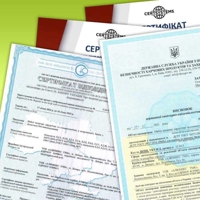 Документы и сертификаты соответствия на медицинскую мебель